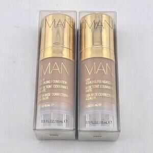 IMAN Luxury Concealing Foundation SAND 4 Set Of 2 NIB Sealed Paraben Free 0.5 oz
